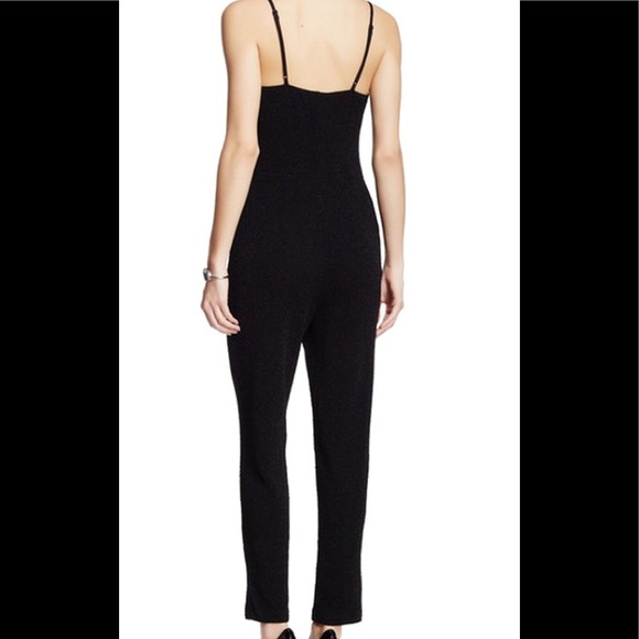 NWOT ASTR THE LABEL BLACK SPARKLY JUMPSUIT Med - Picture 2 of 5